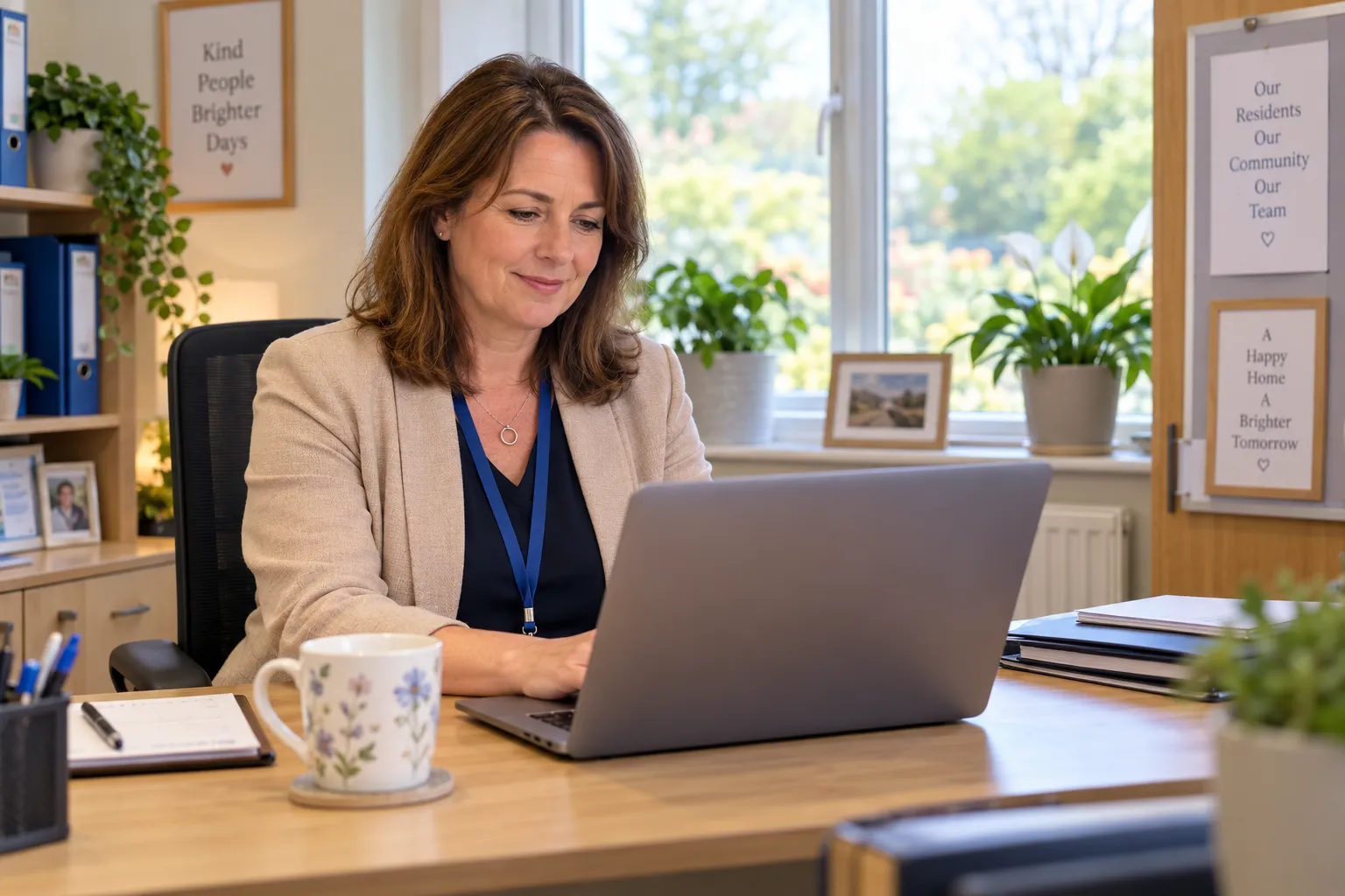 Home manager in a bright, homely sitting room
