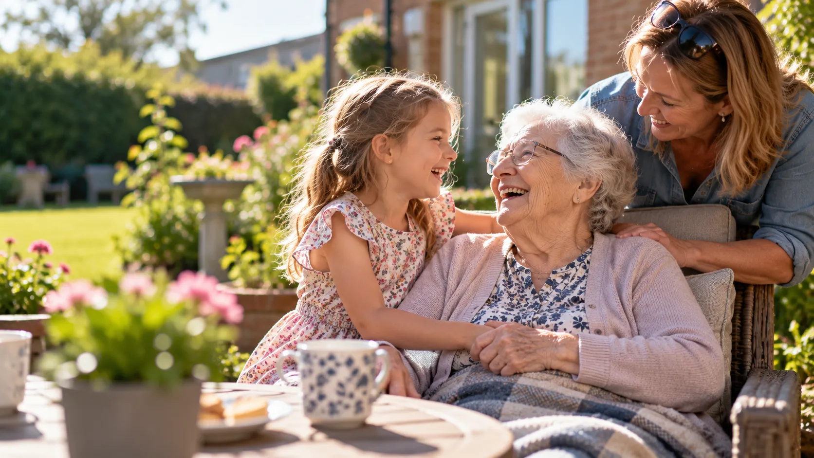 Quiet garden seating where visiting families can spend time together